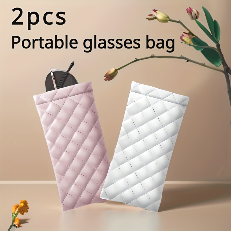 

2pcs Pu Soft Glasses Bag Cover Portable Glasses Case Squeeze Leather Bag, Scratch-resistant Glasses Bag