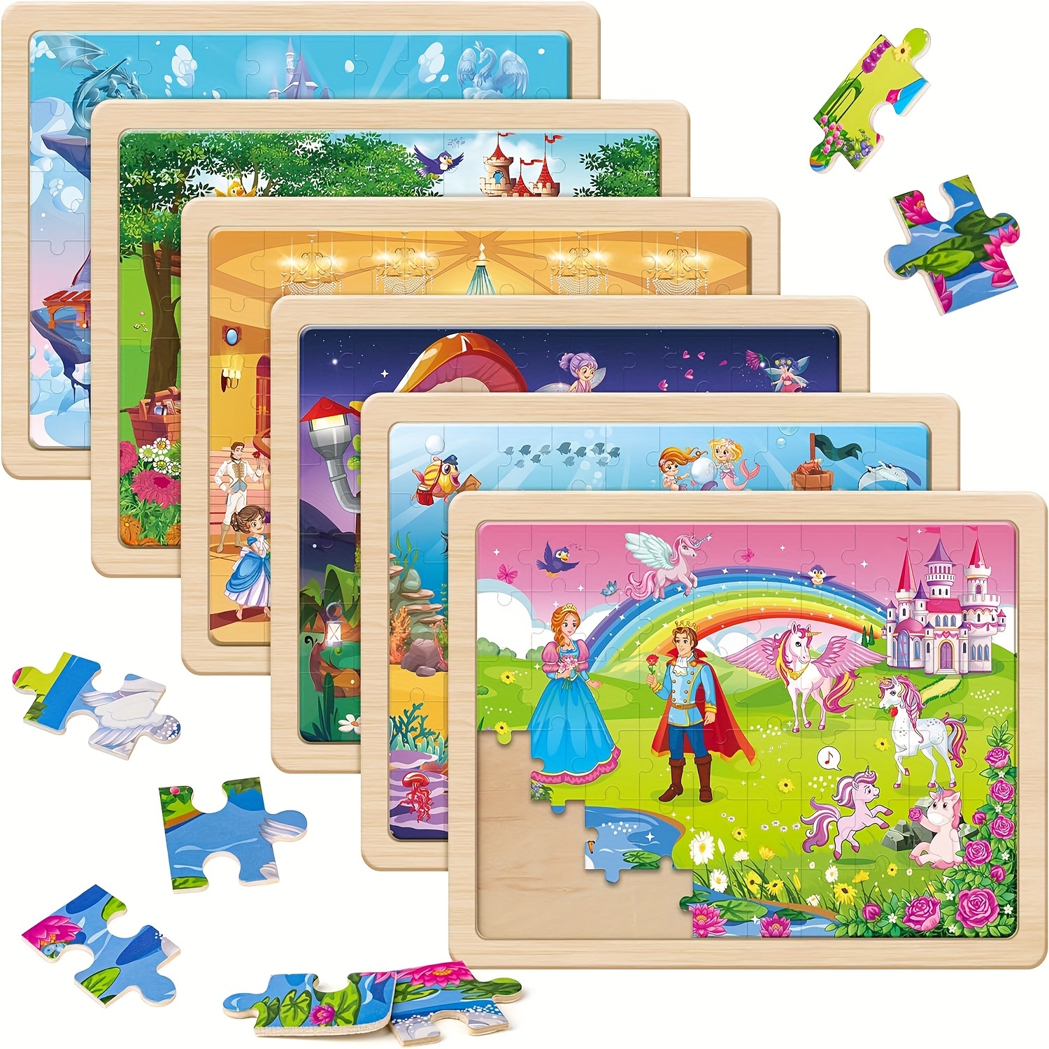 

Synarry Unicorn Fairy Wooden Puzzle For Children, Of 60 Pieces Wooden Puzzles Pre-school Toys For Children