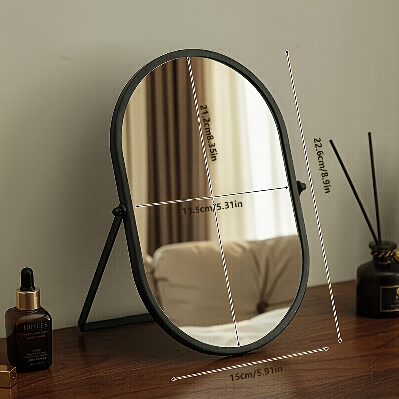 Large Rotatable Adjustable Angle Oval Dressing Mirror, Portable Standing Room Decor