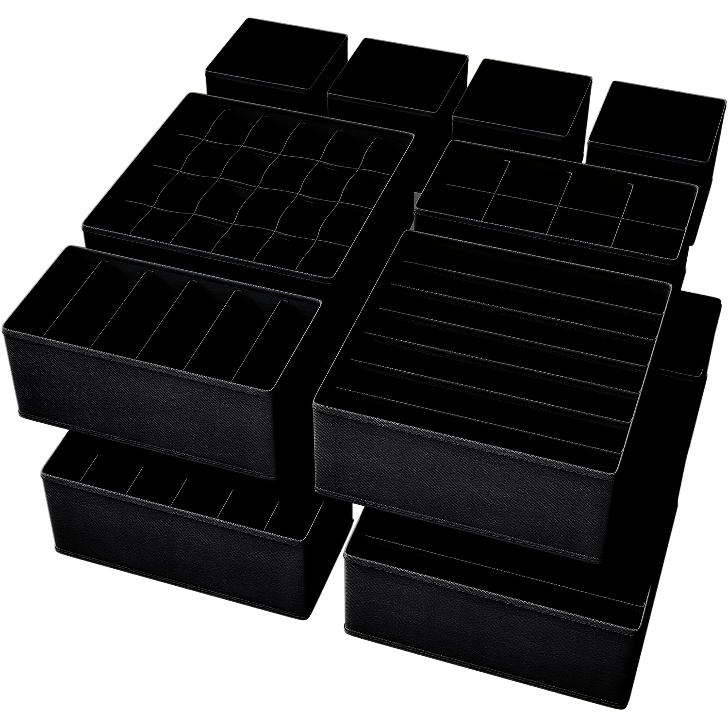 16pcs Multi-Compartment Fabric Drawer Organizer Set