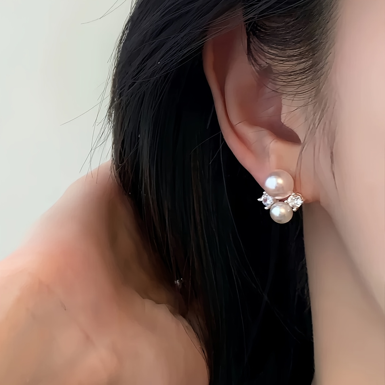 Sweet Pink Faux Pearl Stud Earrings for Women