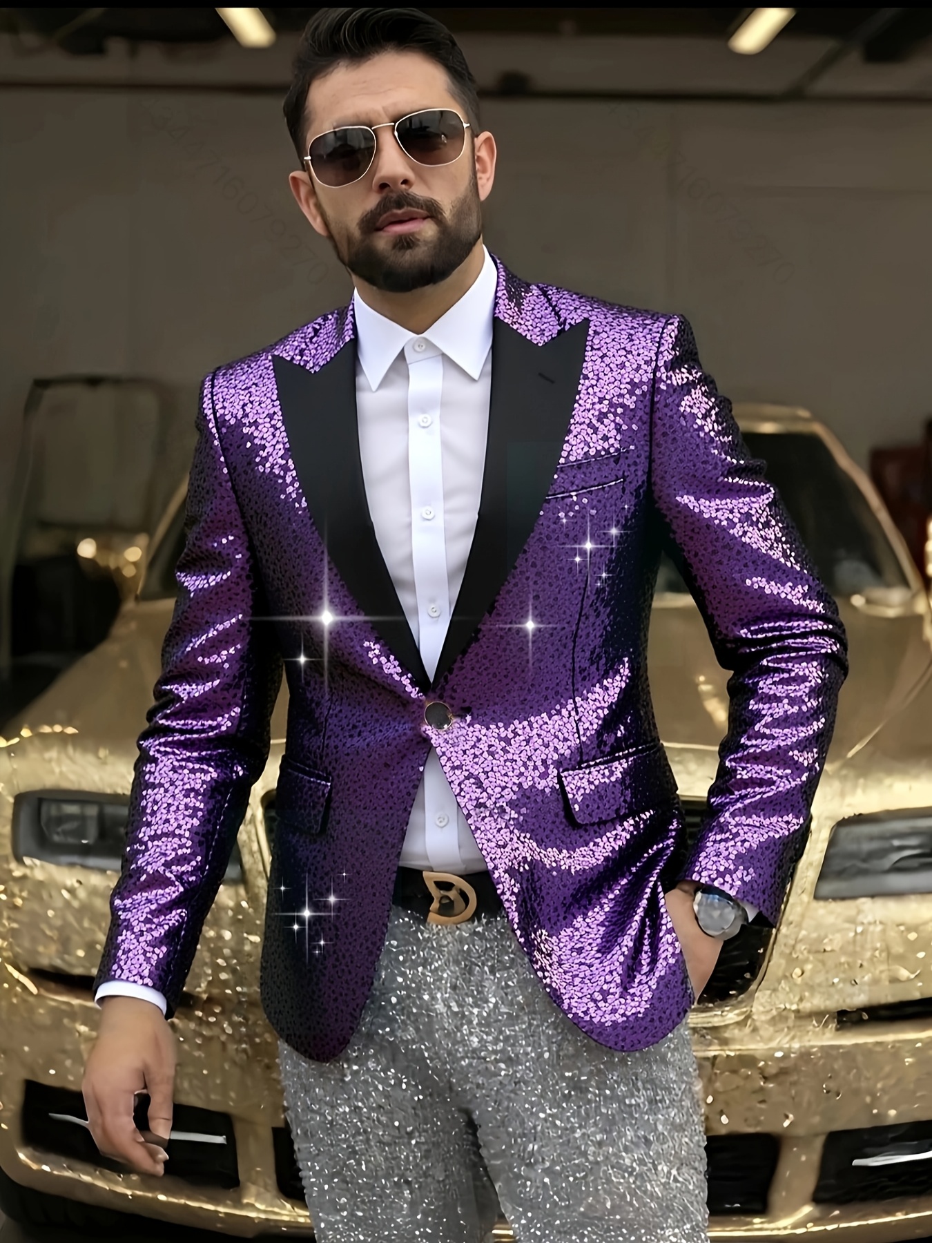 slim fit dress slacks CHRISTIAN LOUBOUTIN Men's Dandelion Flat Glitter Dress Loafer Shoes Go