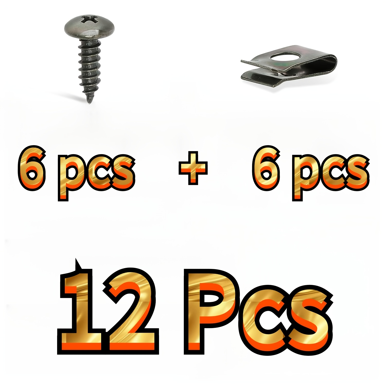 TEMU Universal Automotive Plastic Clip Kit With Self-tapping Screws, Washers, U Clips, For Car, Ev, Motorcycle Bumper, Door Trim, Fender, Interior