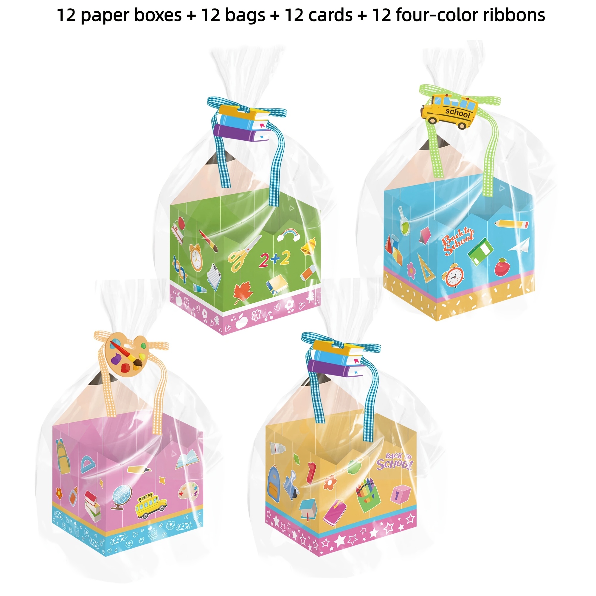 Image of 12 Back To School Pencil Box Shelves Loose Teacher Gift Boxes Party Gifts Welcome Back To School Treatment Boxes Teacher Gratitude Gifts Graduation Classroom Decoration