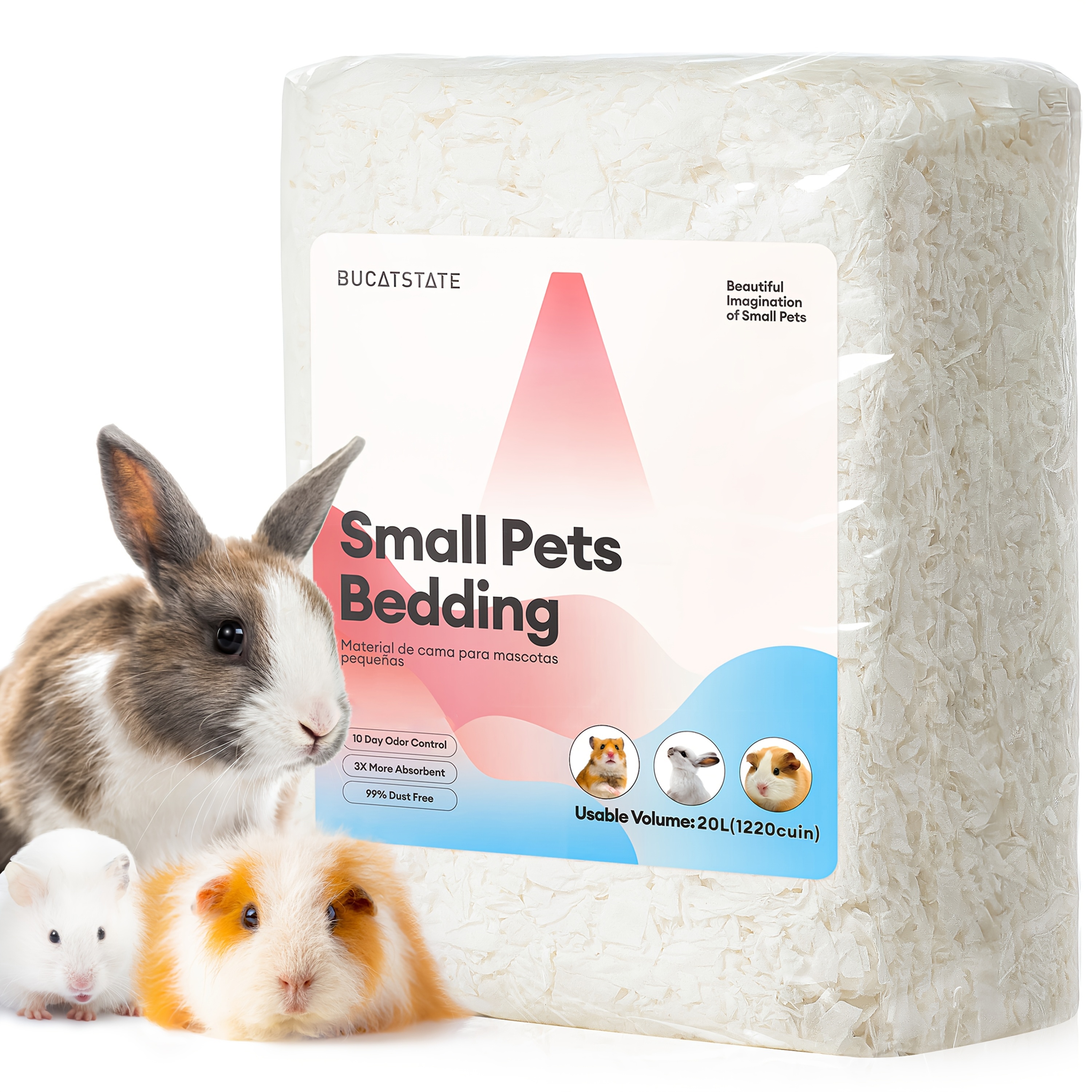 TEMU Bucatstate Hamster Bedding 20l, 99% Dust-free Guinea Bedding Paper Bedding, Cozy Small Animal Bedding For Rabbit Rat Dwarf Hamsters Gerbils