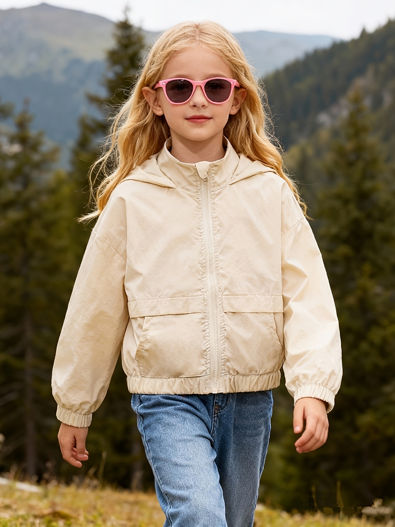 Solid Color Lightweight Zip-Up Hoodie for Spring And Summer, Casual And Fashionable Thin Jacket for Girls