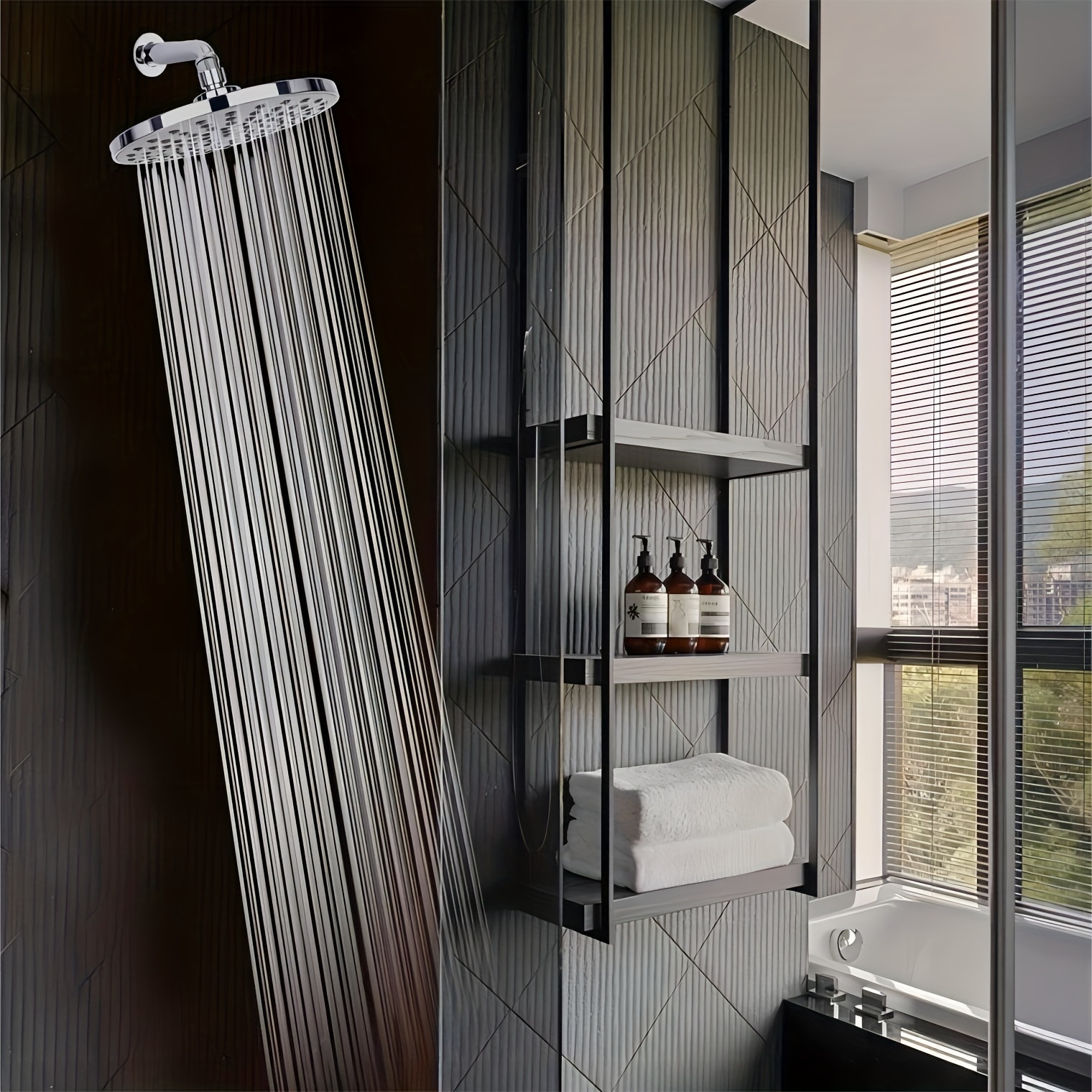 Large 8-Inch Supercharged Rain Shower Head with 360° Rotatable Filter