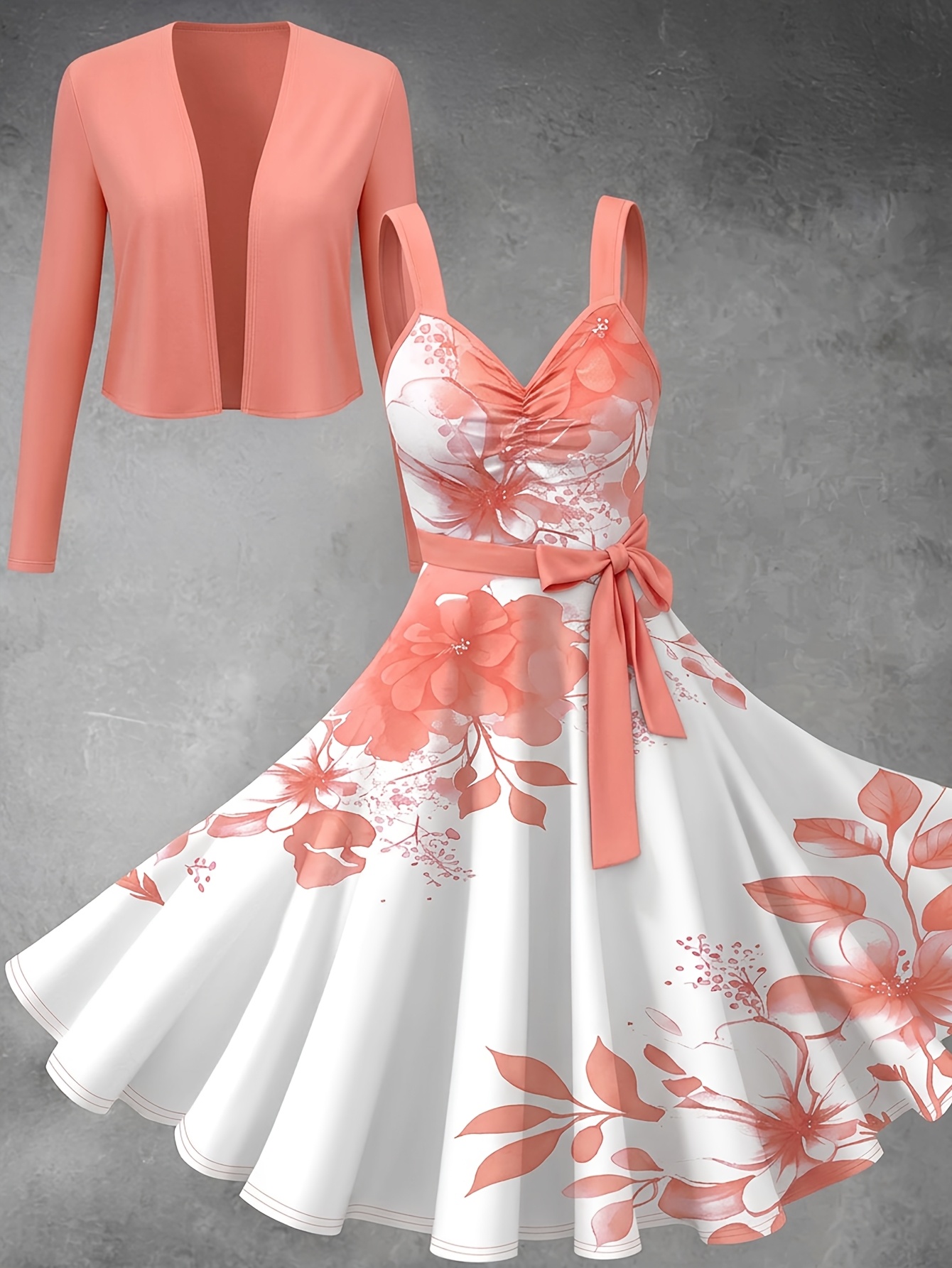 Color: Coral Pink Women’s Fashion Skirt Set Solid Color Simple Long-sleeved Shirt with Waist Hem Long Skirt 2pcs Set Elegant and Graceful