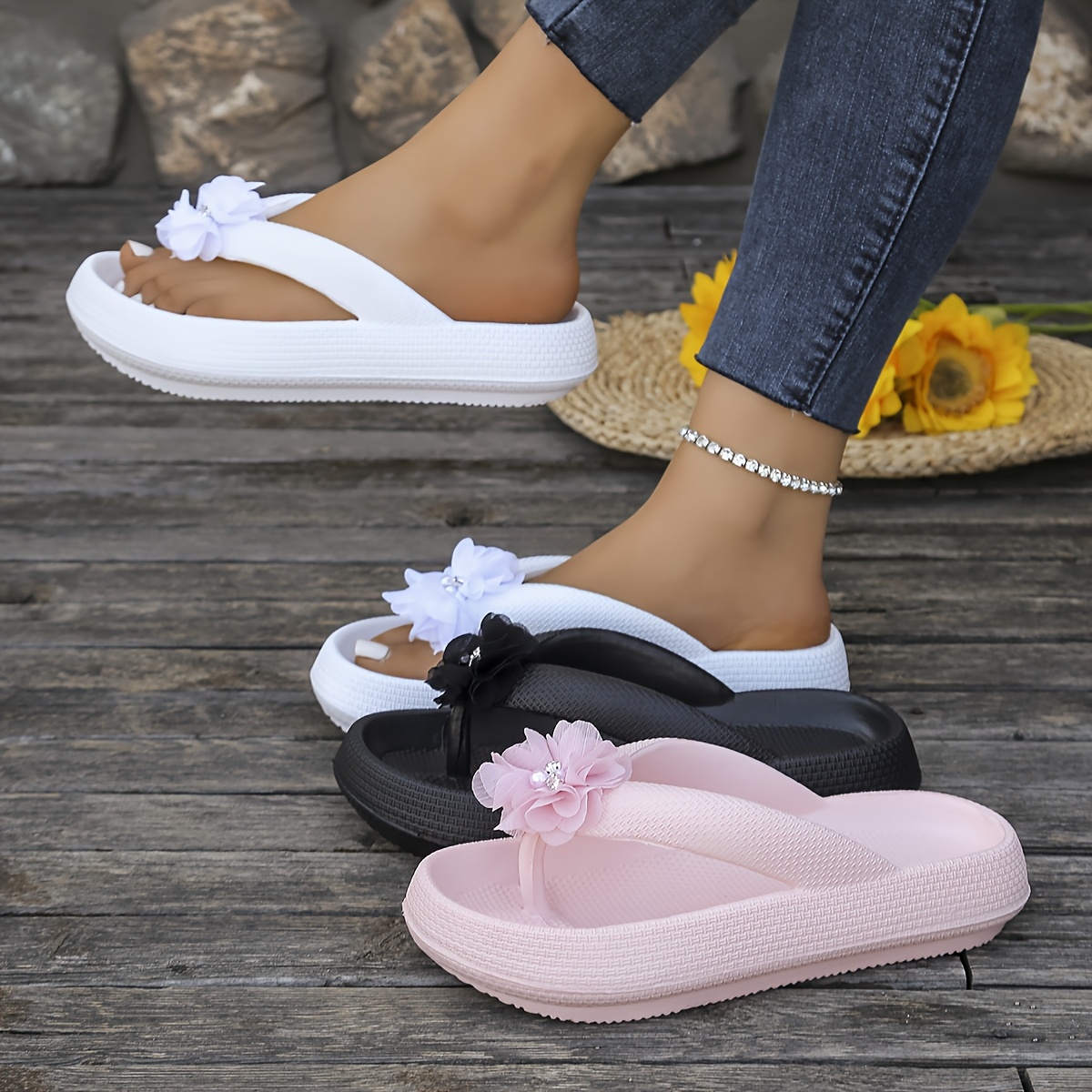 womens summer floral flip flops breathable eva fabric slip Temu