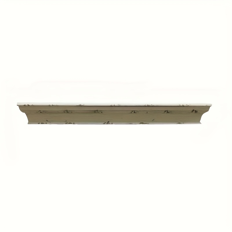 TEMU 1-tier French Country Bohemian Wall Shelf - White Wood Wall-mounted Storage Shelf With Ornamental Shelf Suitable For Living Room, Kitchen,