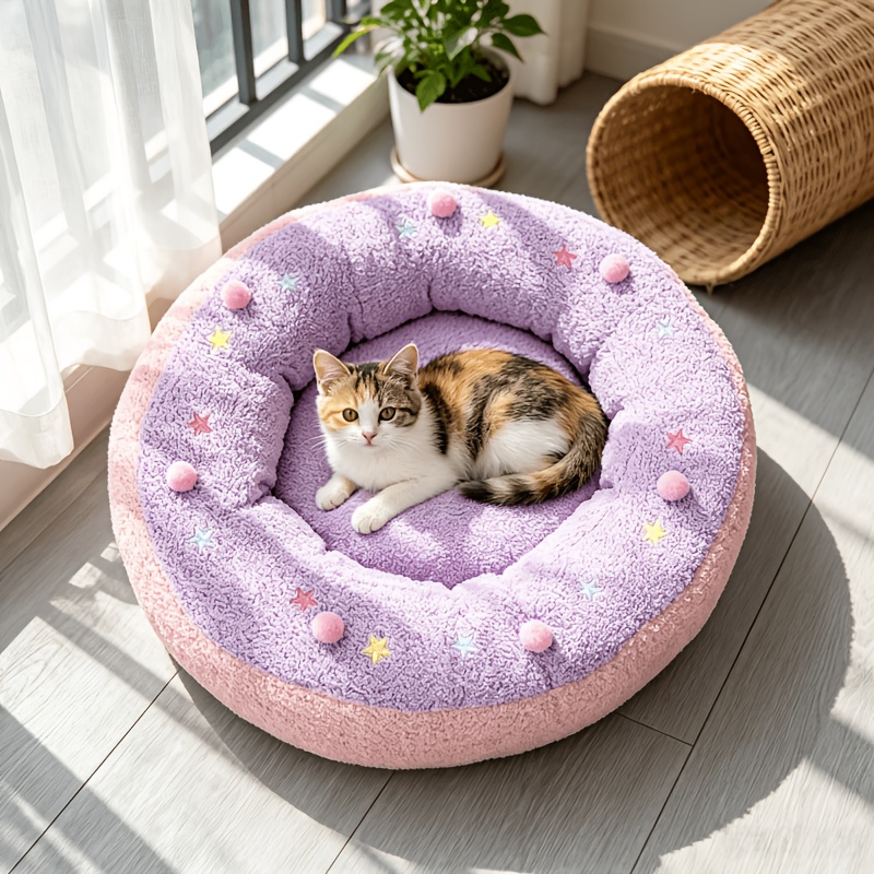 cat bed sleeping bag semi enclosed creative shaped sleeping bag pet nest for cats and dogs separable cushion and bed pet donut flannel fleece lined thickened cross border in stock autumn winter cat bed pet sle Product details 5