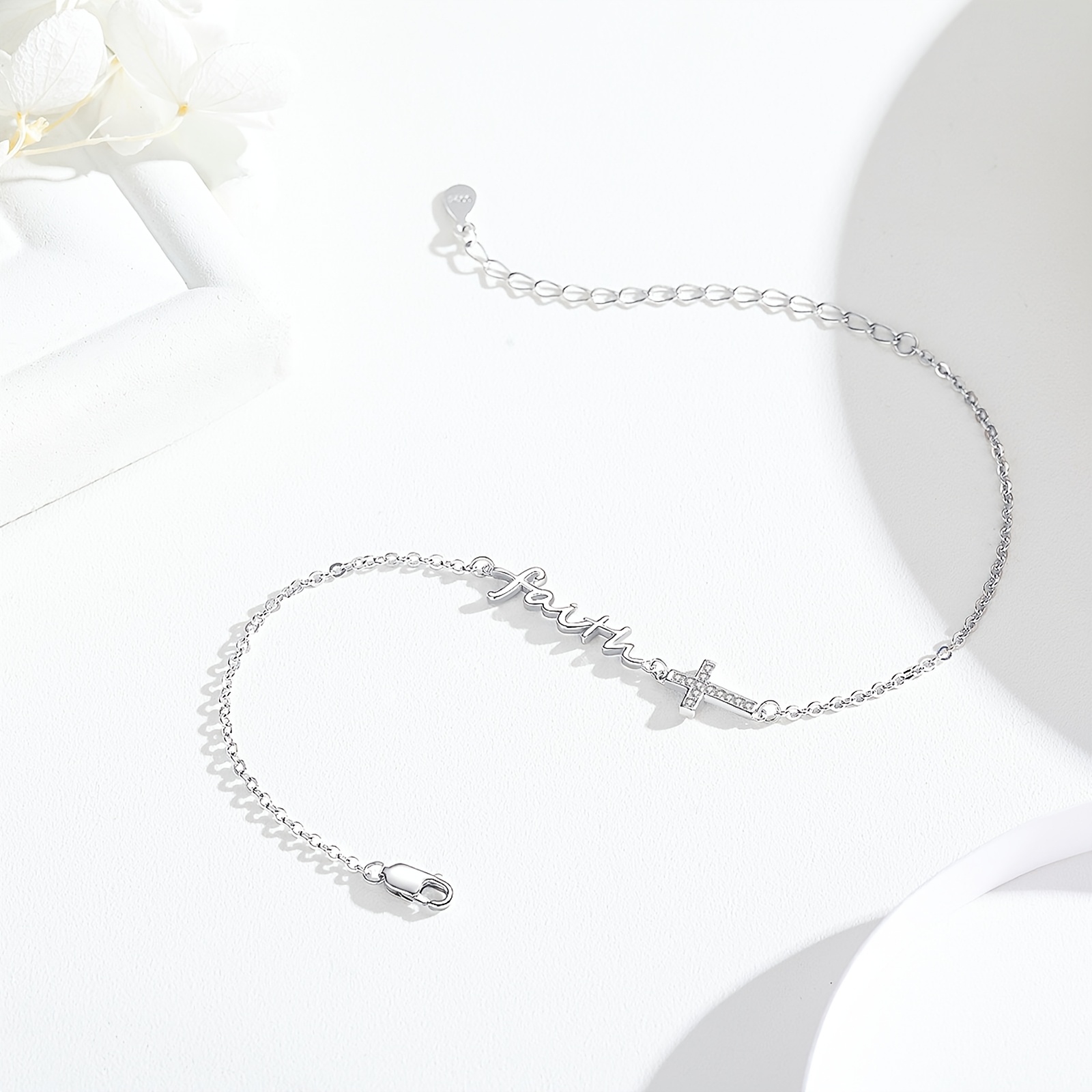 925 Silver Cross Foot Chain with Zirconia