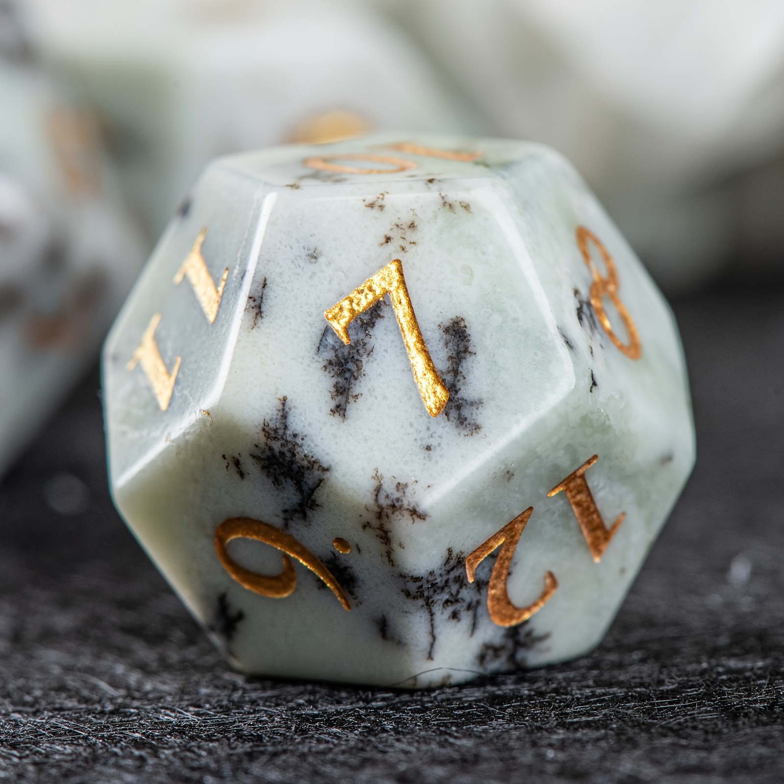 7 Wood Grain Stone Dice for Role-Playing Games