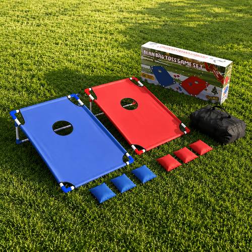 cornhole set 2 boards 6 bean bags 1 carry bag indoor outdoor use suitable for kids camping trips party beach yard entertainment christmas gift halloween gift party supplies