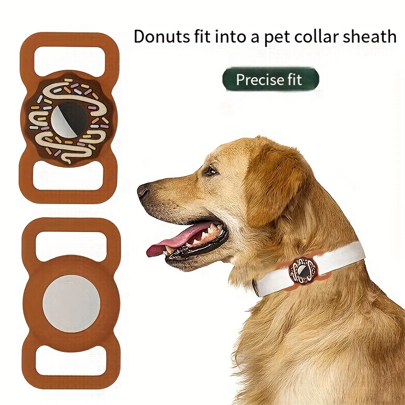 Funda con soporte Airtag para perro, Collar de cuero sólido y