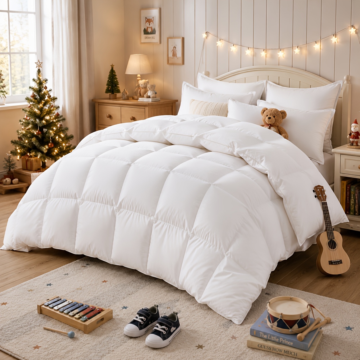 TEMU Solid Color Quilted Duvet Insert, Ultra - Kids' Blanket Bedding Insert, Warm Lightweight Children Bed Comforter, Machine Washable,