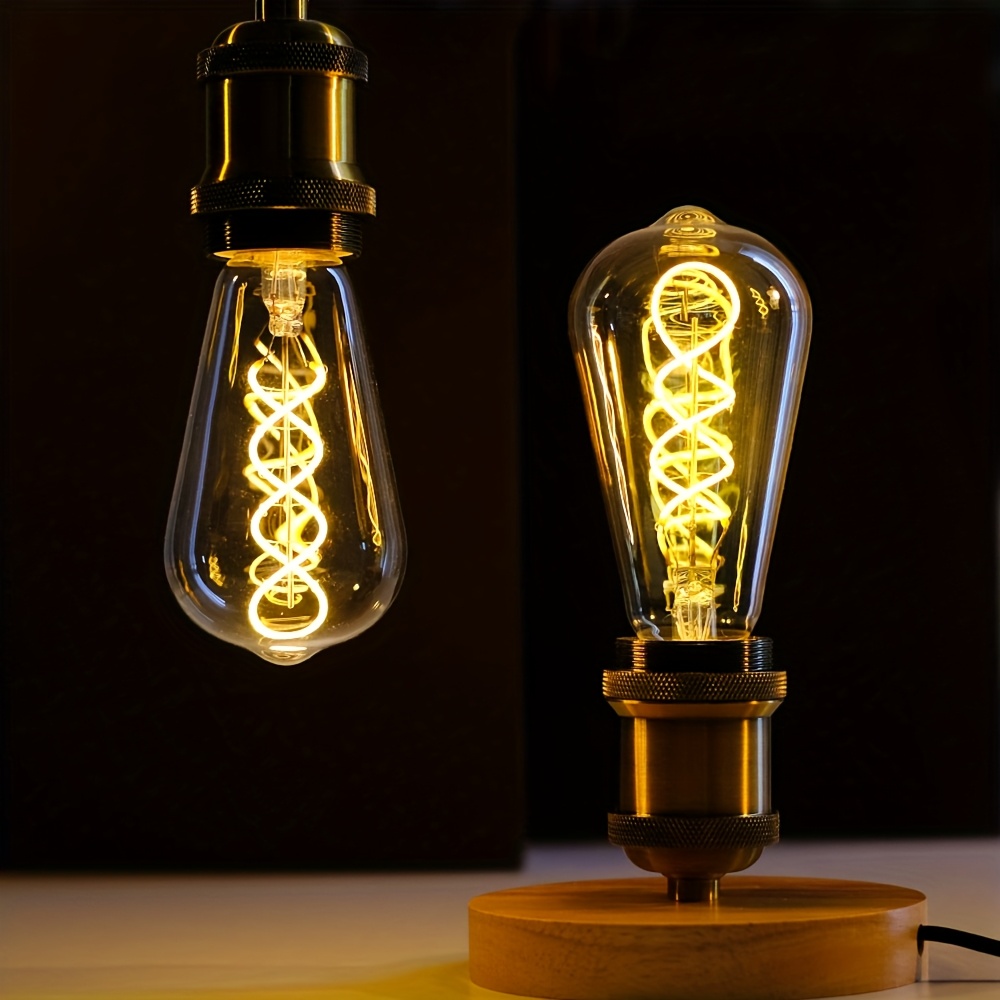 item picture 1pc edison led bulb spiral bulb warm light bulb warm and romantic decorative light e27 screw led filament light 4w decorative light bulb amber glass decorative light bulb supports dimming very suitable for nostalgia and home coffee  