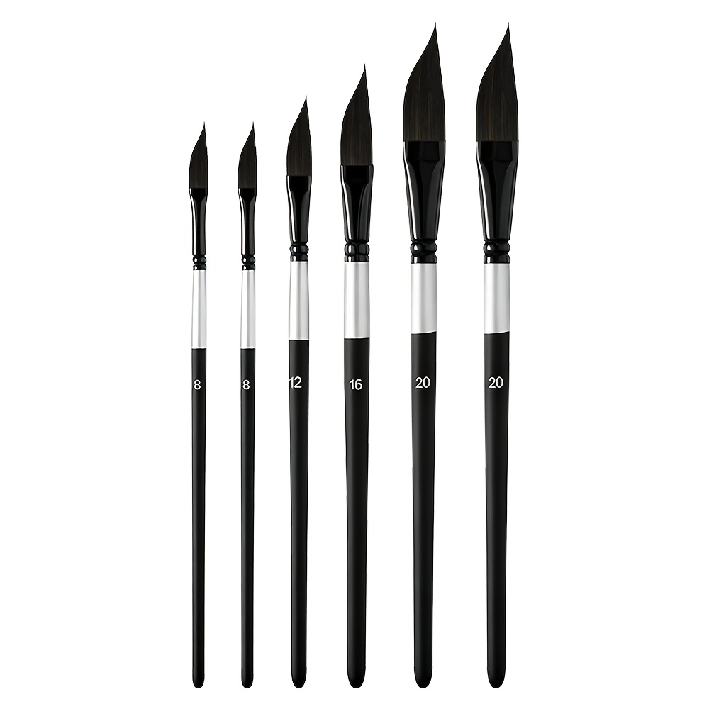 TEMU Professional Sq Hair Angled Brush - Japanese Rat-tail Handle For Superior Watercolor, Drybrush, And Detailed Calligraphy Work