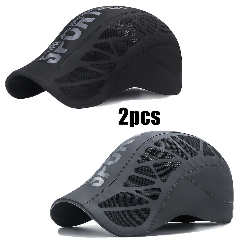 TEMU Cappellini Snapback 2 pezzi in rete traspirante ad asciugatura rapida - Cappellini sportivi unisex retr簷 da esterno con tecnologia antisudore,