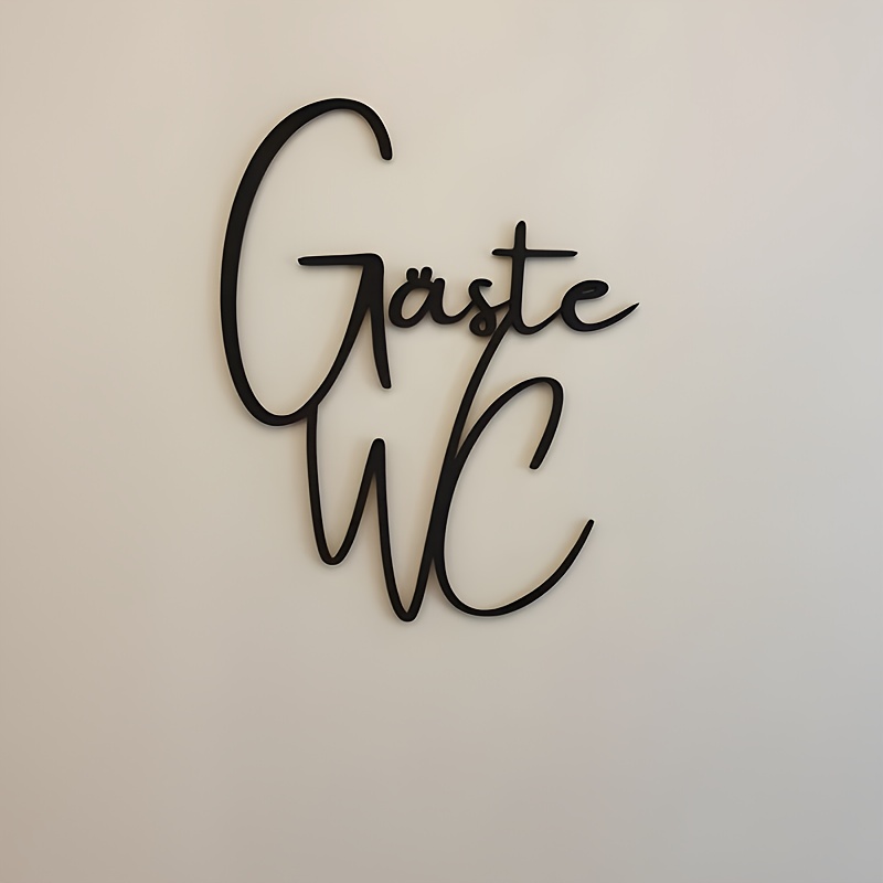 gäste-wc schild/gäste-wc schriftart/gäste-wc slogan/gäste-wc dekor/langanhaltendes kunststoffmaterial/modisches design/schwarz/wc schild/toiletten schild/badezimmer schild halloween weihnachtsdekoration für wohnung