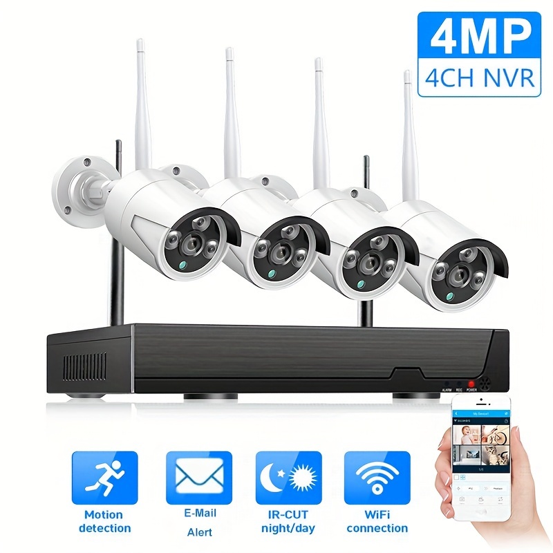 

4ch 4mp , Nvr Indoor Outdoor Ip With Motion Detection, E-mail Alarm Push, Ir Night Vision, Mobile Phone Computer Laptop Remote Control View