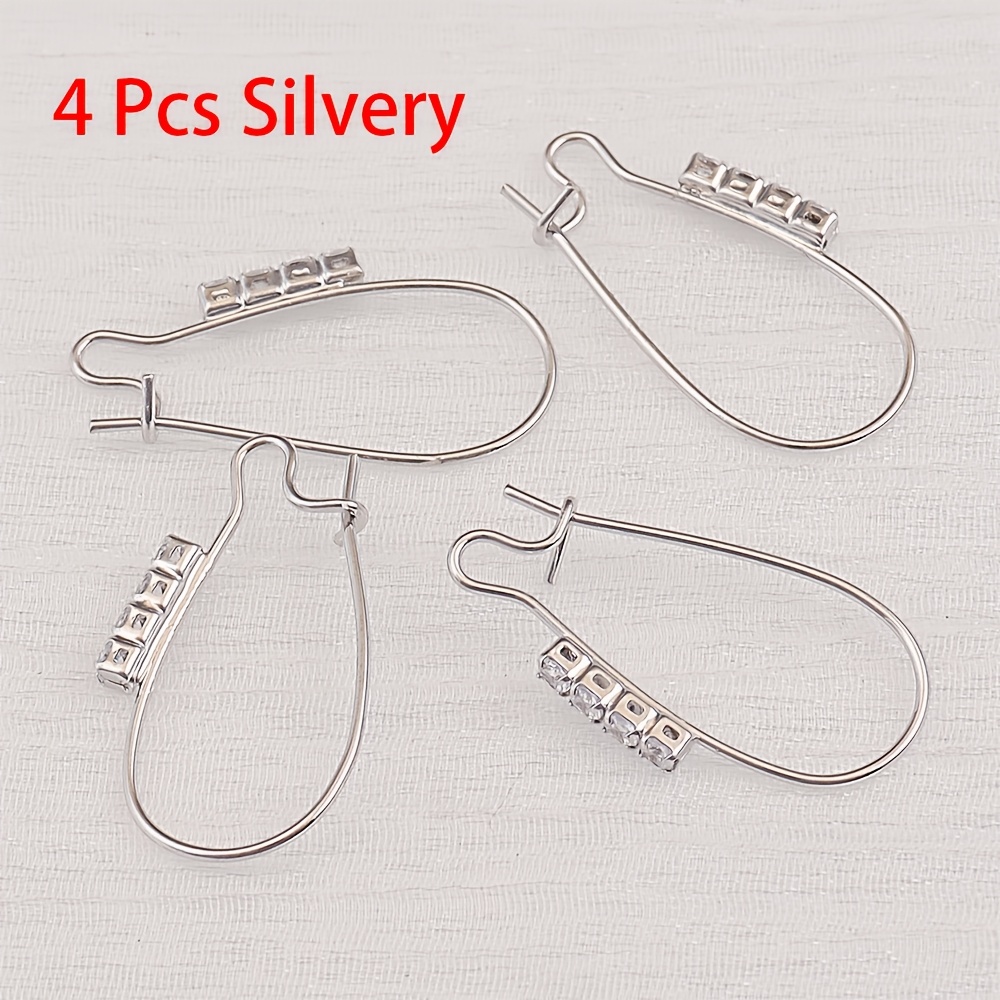 TEMU 4pcs 12x25mm Aros de Latón con Baño Dorado Diseñador y Ganchos de Alambre de Zirconia para Hacer Joyería de Pendientes DIY