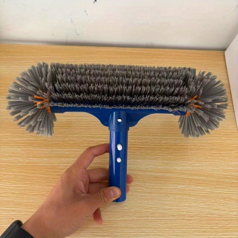 1pc Round Head Pool Brush Portable Manual Cleaner, Suitable For Above Ground Pools, Spa Tubs And Ceramic Tile Cleaning - Durable Plastic Construction, Efficient Washing Tool With High-quality Bristles