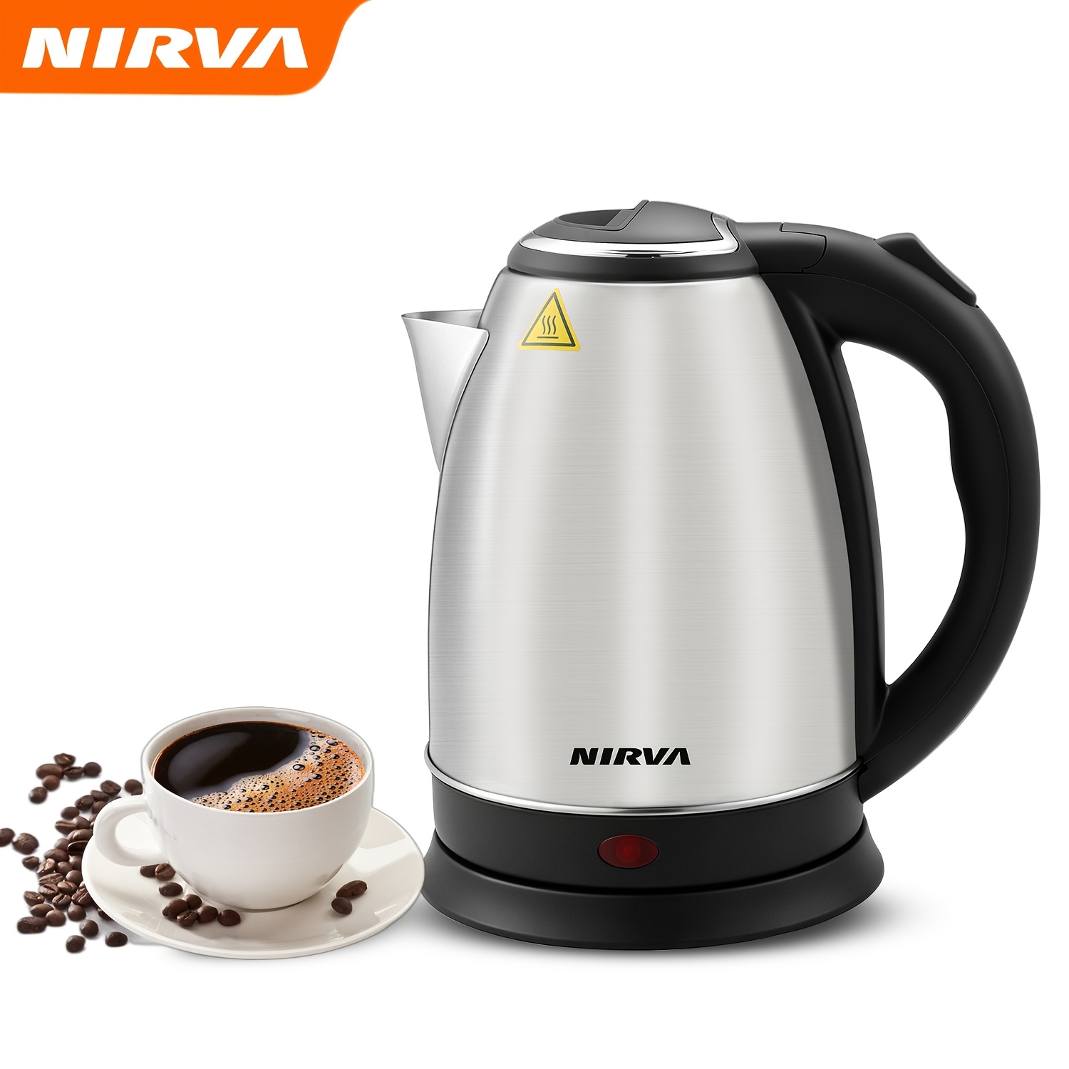 Image of Nirva Electric Kettle, 1500w Fast Boiling 1.8l Large Capacity Water Boiler, 304 Stainless Steel Interior, Auto Shutoff & Boil-, Easy Clean Electric Teapot For Tea Coffee Oatmeal Home Office Use