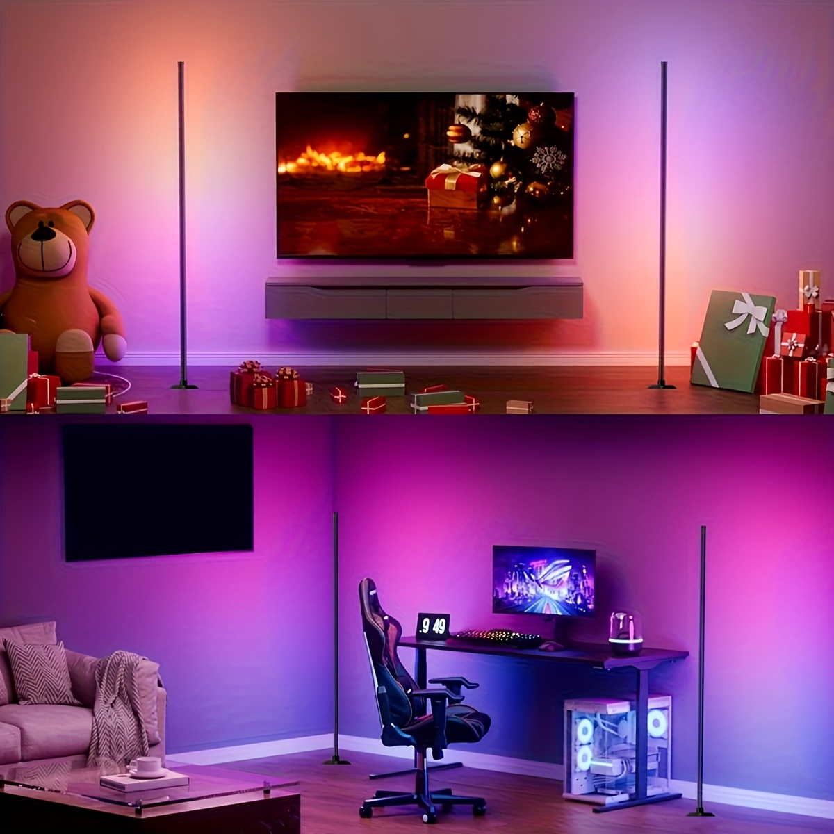 1pc Smart LED Floor Lamp, RGB Music Atmosphere Light with Remote Control (battery Not Included), USB Power Supply, Color Changing Dimming, with Timing Function, RGB Night Light, Suitable for Banquet Halls, Game Rooms, Family Gatherings, Festivals