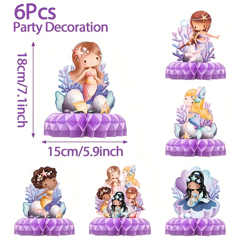 Image of 6pcs,mermaid Theme Honeycomb Set,mermaid Starfish Coral Party Supplies,under The Sea Party Decor,baby Shower Party Supplies,wedding Bridal Party Decor,birthday Party Decoration,party Favor