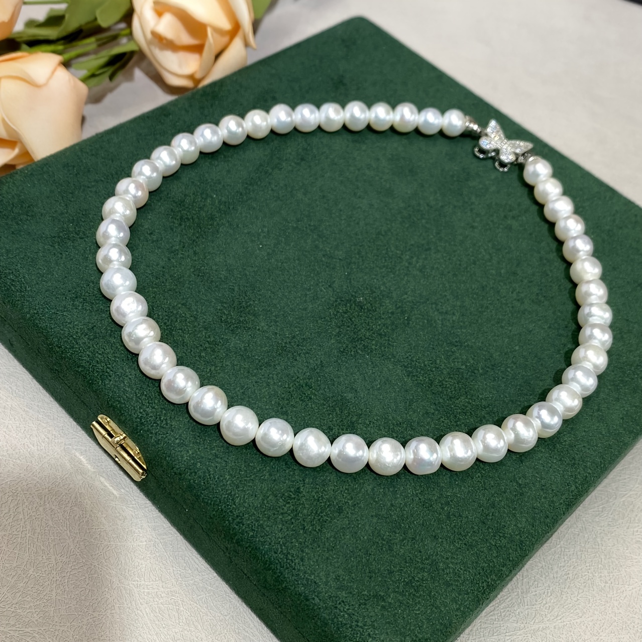 elegant classic   round natural   beaded necklace womens fashion jewelry zirconia accents   daily party wear ideal christmas gift with gift box     details 2