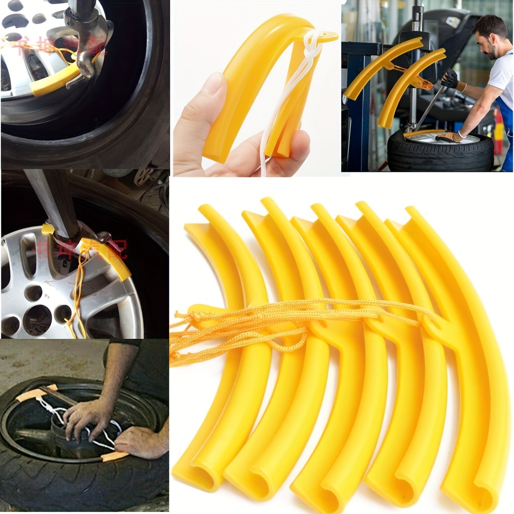 

5pcs Universal Tire Rim Protectors, Plastic Wheel Edge Guards With Nylon Rope For Changing Tires - Fits Most Vehicles