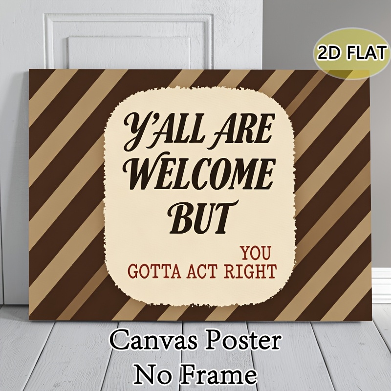 item picture 2d flat 1pc modern minimalist brown striped welcome quote poster suitable for entryway business waiting area office decor     text wall art unframed canvas painting for decoration suitable for entryway or  