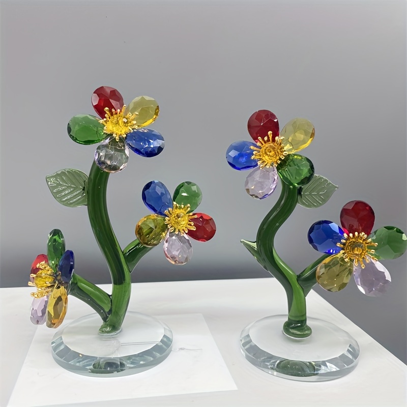 LONGWIN Crystal Lotus Flower Figurines Glass Flowers Art