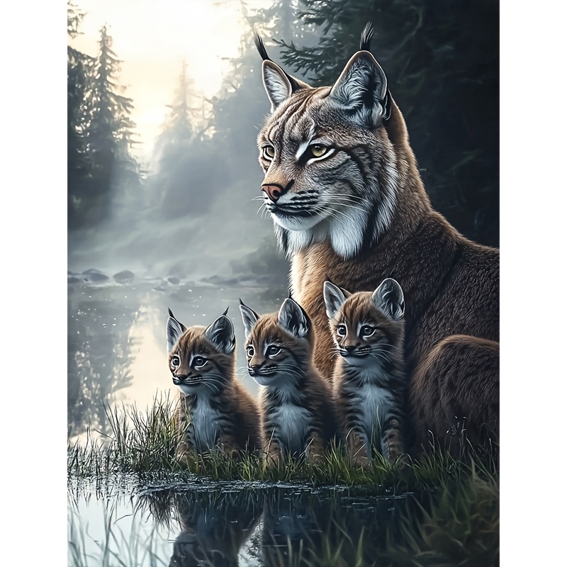 

5d Diamond Painting Kits For Adults , Lynx , Round Diamond Art, Diy Decor, Kit, 30x40cm