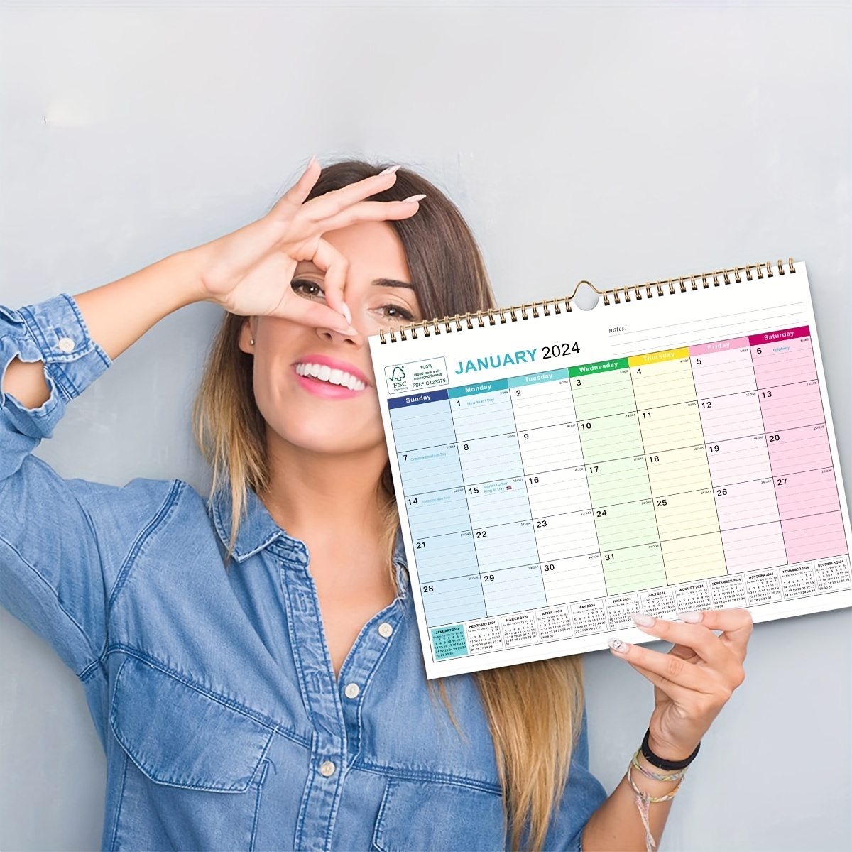 Wall Calendar Jan 2024 Jun 2025 Printed Fsc Paper Large - Temu