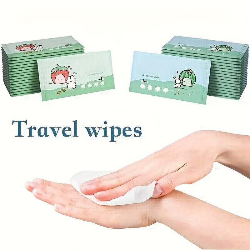 50pcs Wet Wipes Individually Packaged in Bags for Hand and Mouth Cleaning, Travel and Home Use