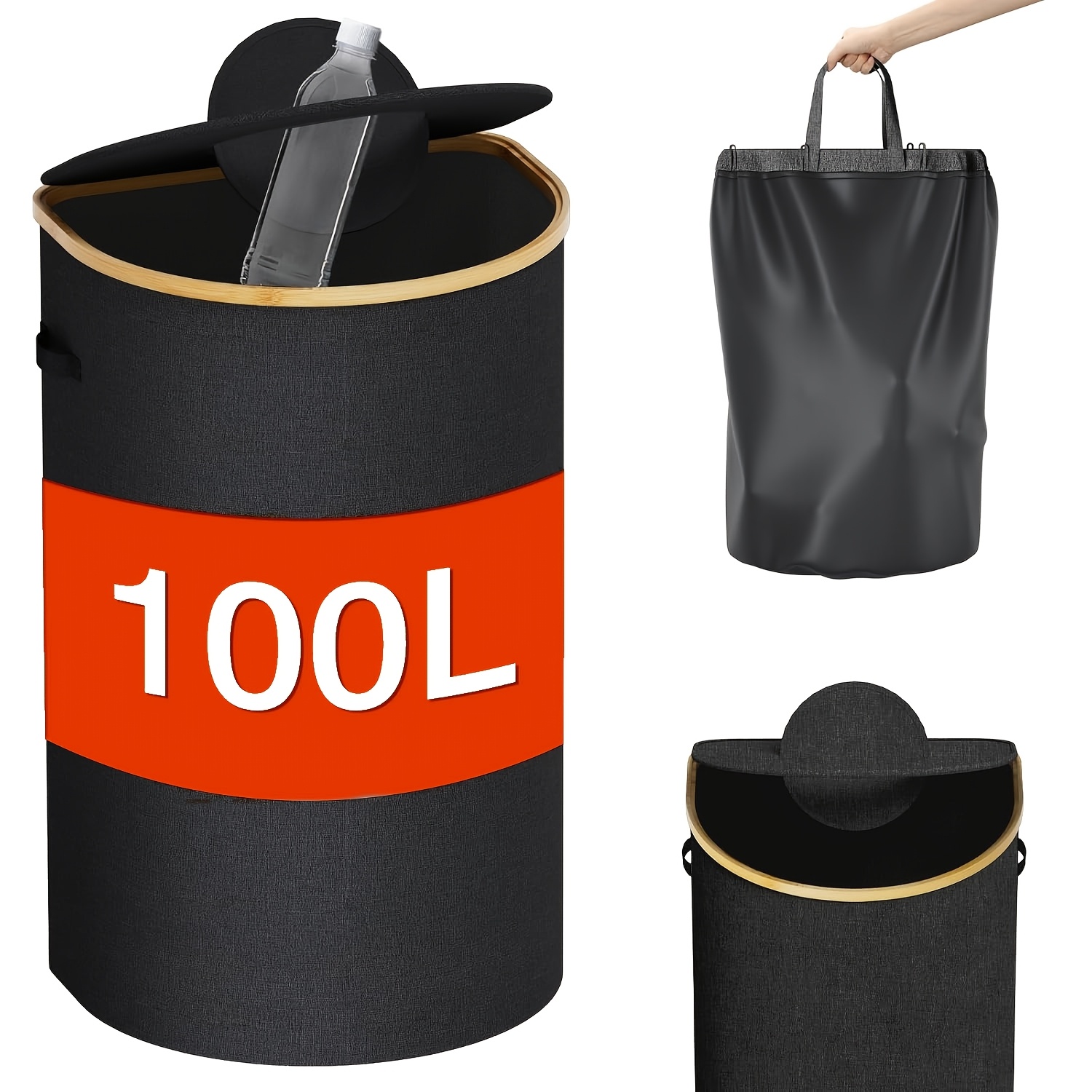 E-shop Getränkeabfallbehälter mit Deckel 100 L Flaschen Sammelbehälter Leerer Getränkeabfallbehälter Getränkeabfallbehälter Flaschensammler mit Loch