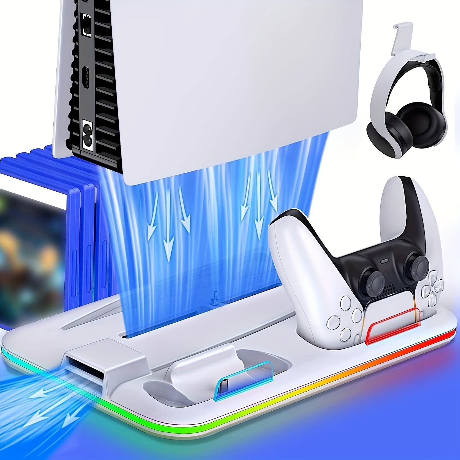 Ventilateur De Refroidissement Pour PS5 (Édition Disque Et Numérique) - 3 Ventilateurs, Faible Bruit, Plug & Play - Matériau ABS