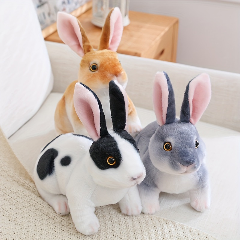 

16cm/6.29in Realistic Cute Rabbits Plush Toy Lifelike Animal Photo Props Bunny Simulation Rabbit Toy Model Birthday Gift Home Decoration Plush Easter Decor