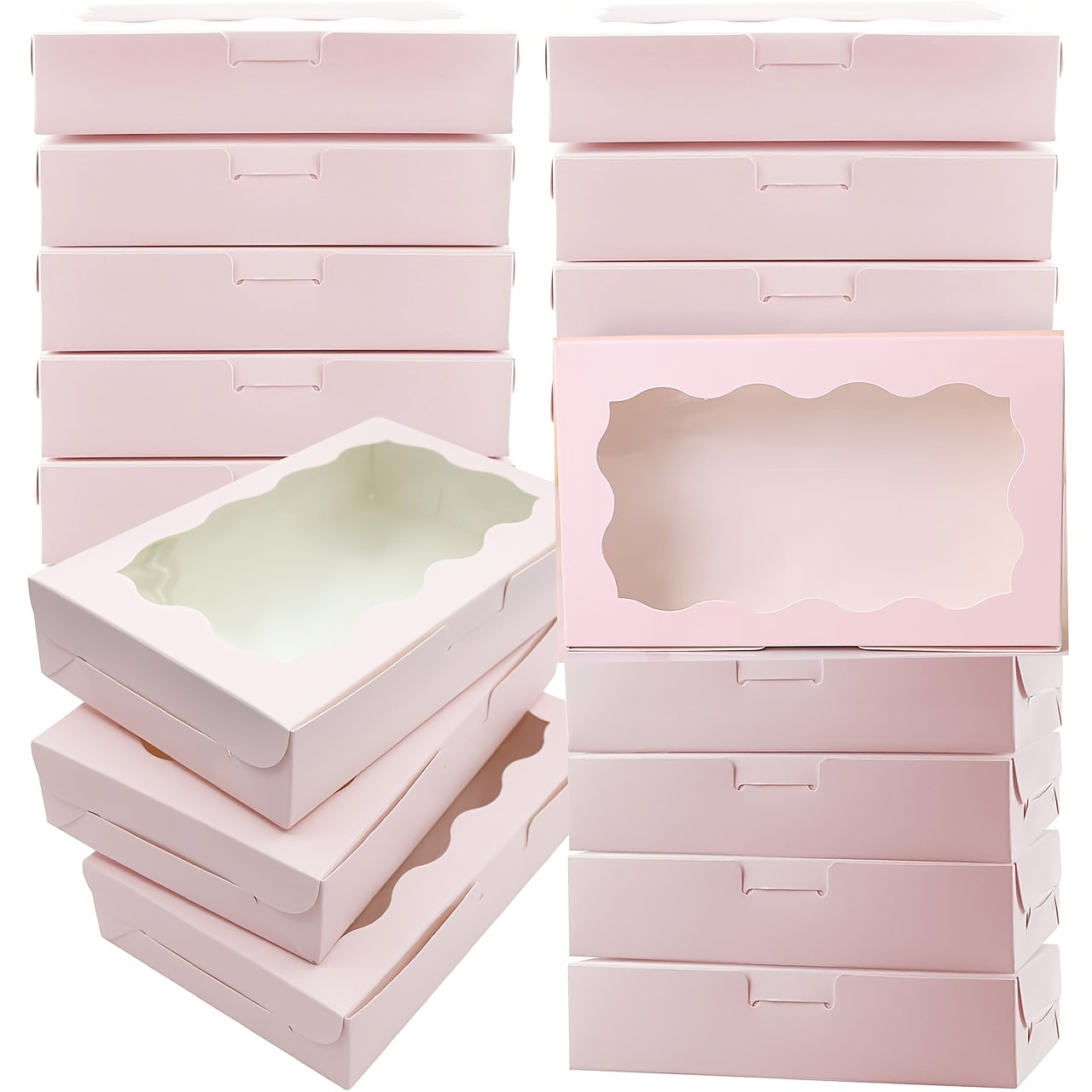 

12pcs Pink Window Keepsake Boxes (7 X 4..5 Inches) Gift Boxes For Weddings, Bridalers, Birthday Parties, Graduations, Reusable Paper Gift Wrapping, Best For Christmas