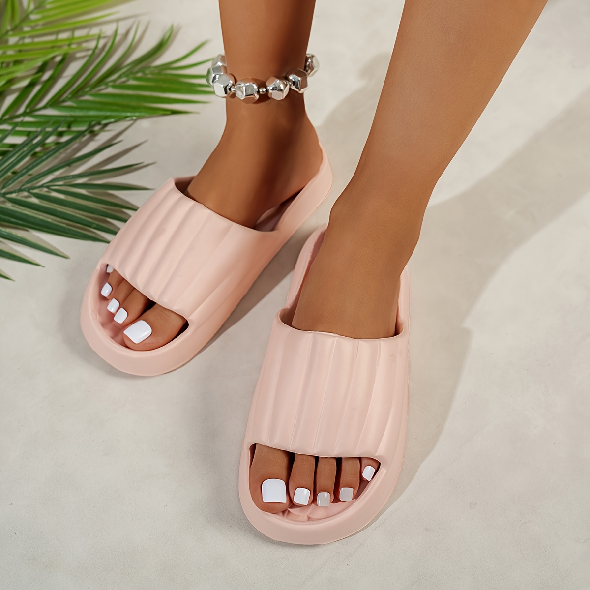 Soft EVA Slides for Women - No-Slip, Quick-Dry, Comfortable Shower & Beach Sandals, Pink, Lightweight & Breathable Design for All-Day Wear, Quickdry Footwear | Casual Slipon | Nonslip Sole, Bath Slippers