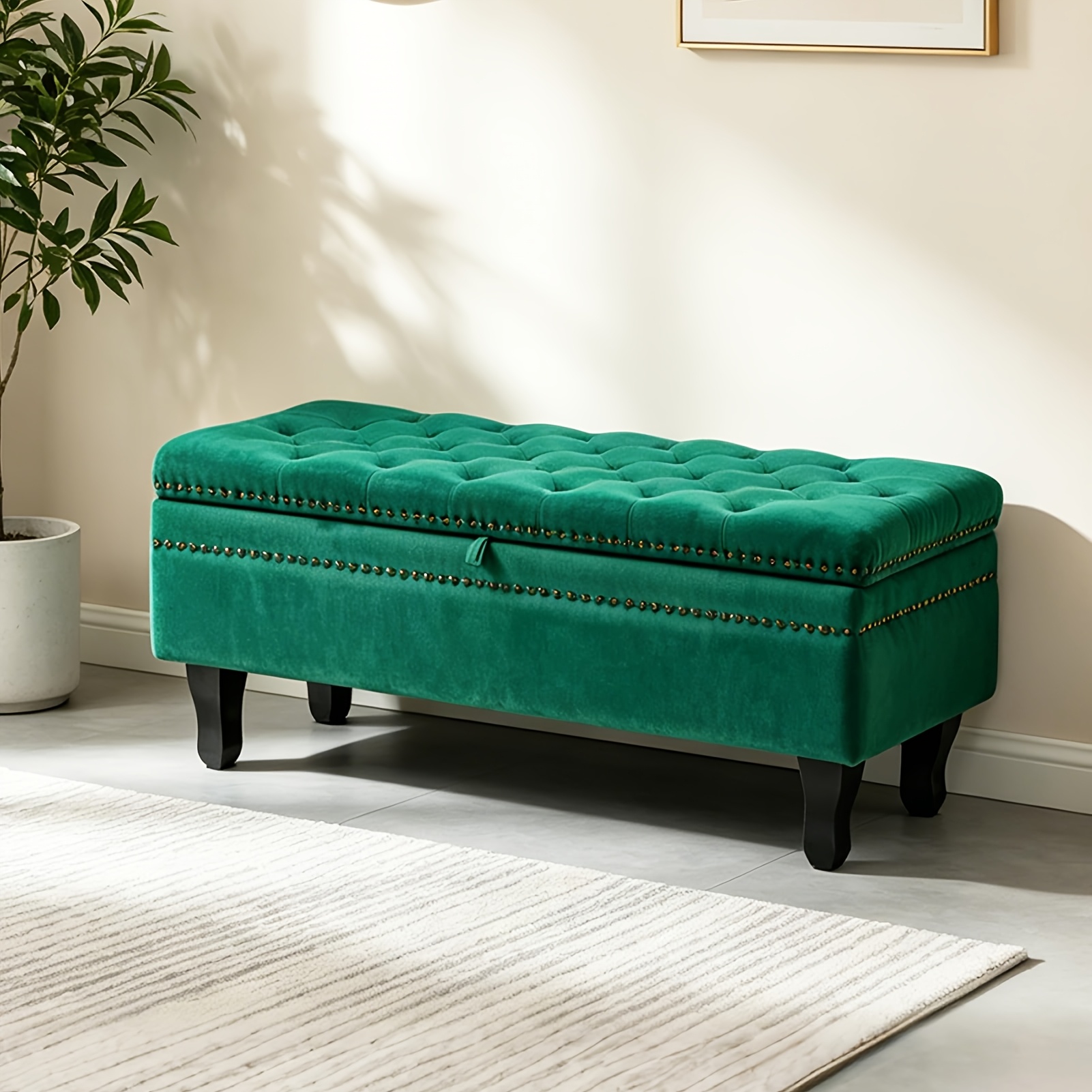 Image of Modern Storage Bench With Lid - Suitable For Entryway, Bedroom & Living Room, Space-saving Bench/chest With Hidden Compartments, Furniture, Compact For Small Spaces, Assembly (no )