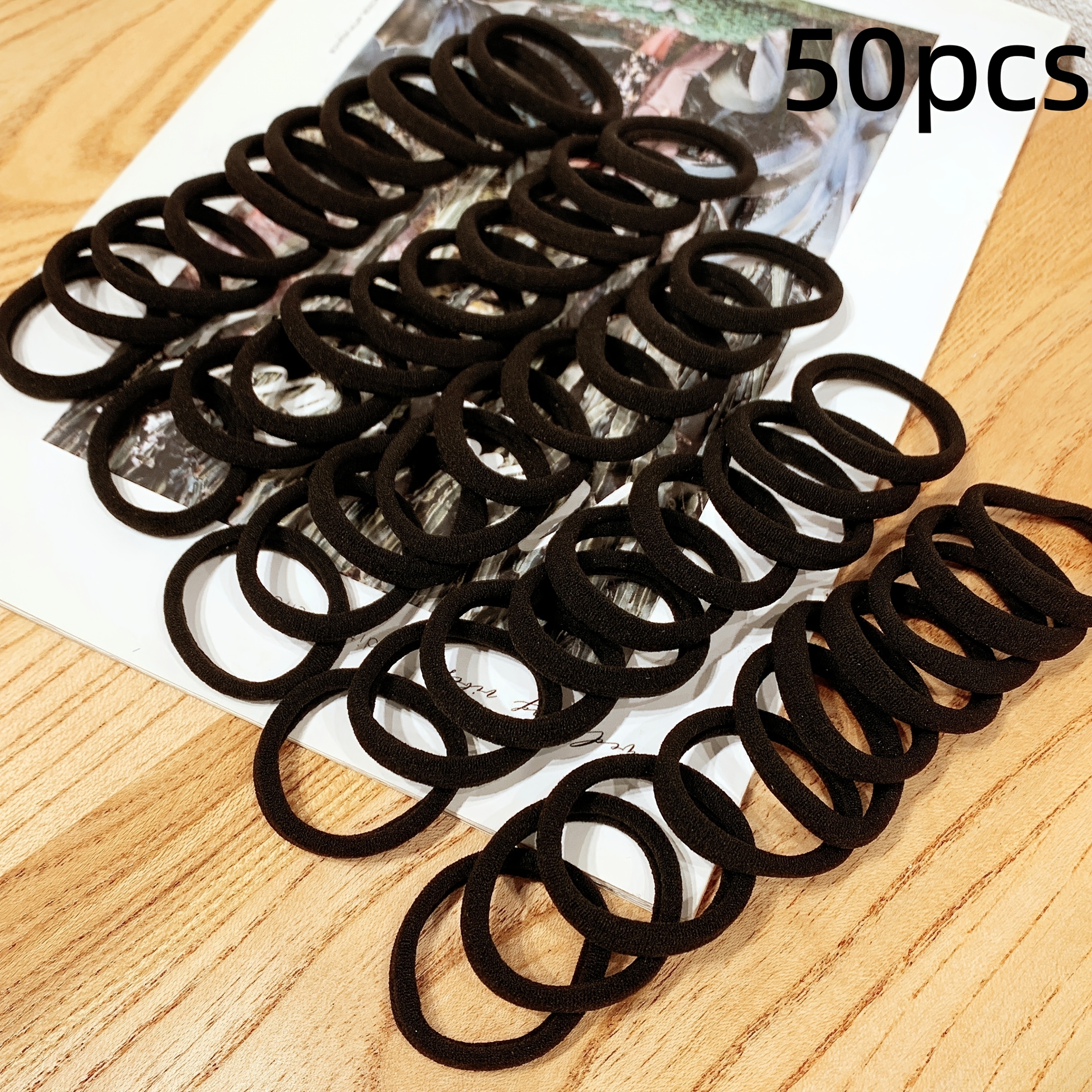 50 100 200pcs black high   hair ties suitable for women girls durable polyester ponytail holders bun makers for long hair weddings parties 50 100 200pcs