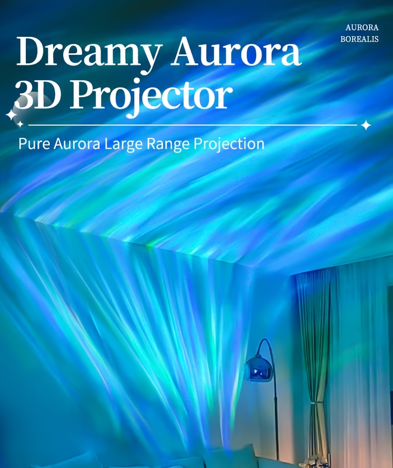 RGB Multicolor Ajustabil Efect Aurora, Potrivit pentru Decorarea Dormitorului și a Tavanului, Materiale de Înaltă Calitate și Măiestrie Exquisită, Perfect pentru Living, Camping, Nuntă și Decor Tavan Petrecere, Cadou Surpriză Ideal de Ziua de Naștere