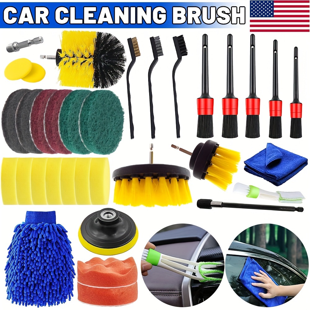 

33pcs Car Cleaning Kit Interior Exterior Auto Detailing Wash Drill Brush Engine