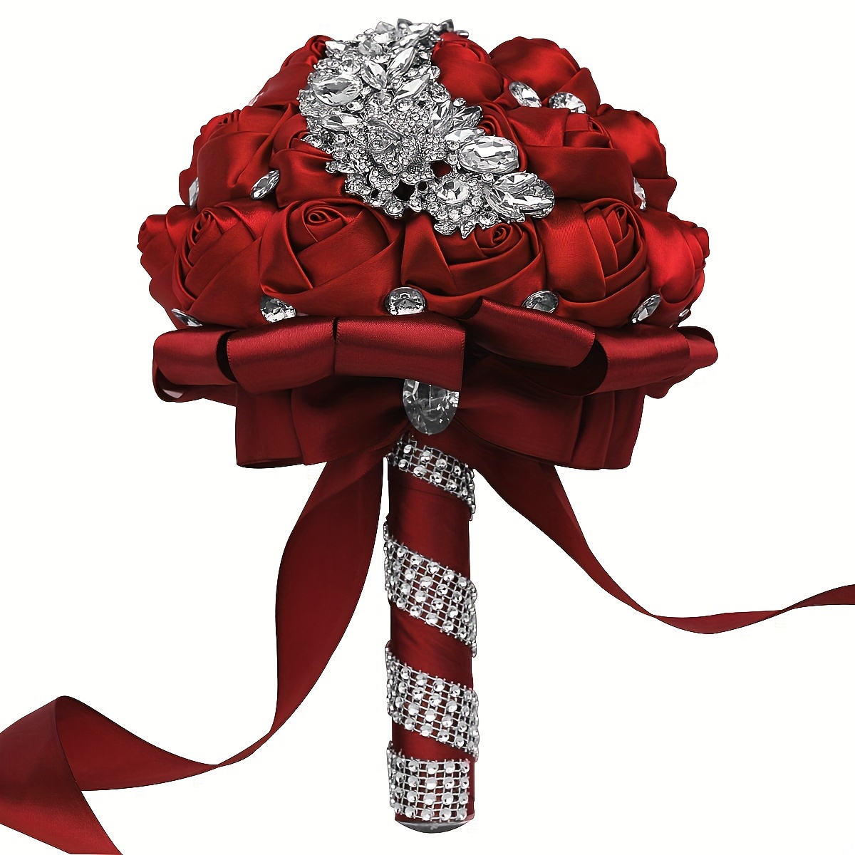 zamonaviy to'y buketi, porloq kristallar bilan, polyester va spandex, qo'lda ushlash uchun to'y gulchambari, w445 tafsilotlari 31