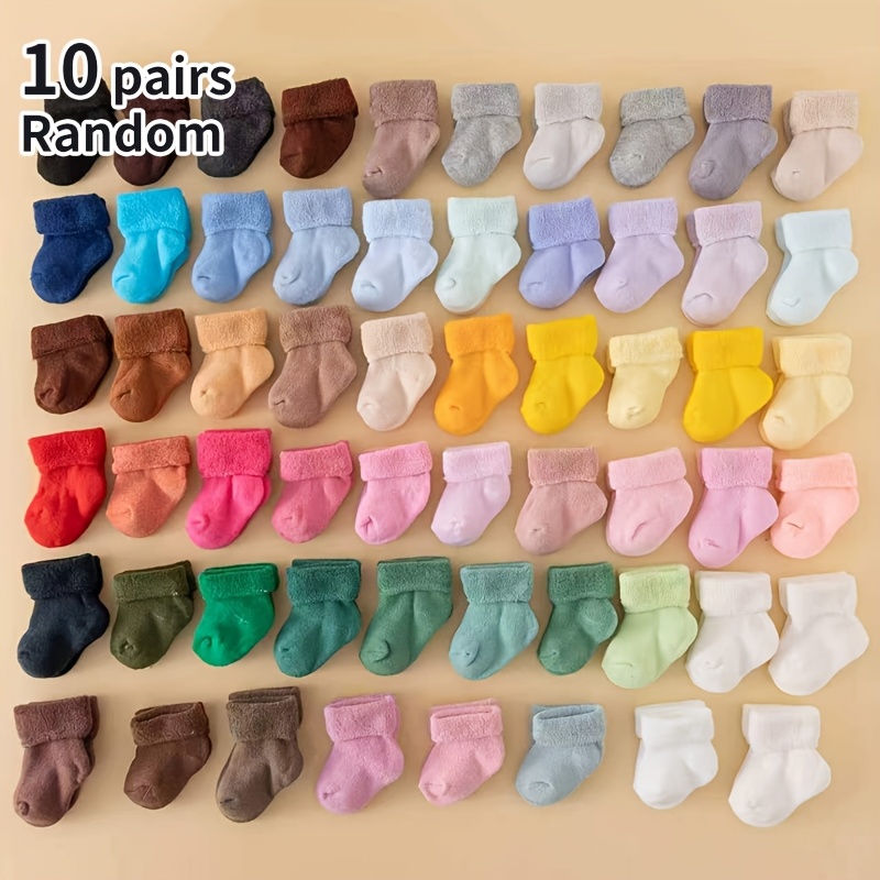 Image of Random 10-pair Comfortable And Warm Socks, Suitable For And - For Winter, , Autumn, Ankle Socks