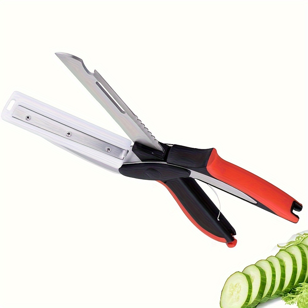 1pc vegetable scissors food cutter   meat scissors kitchen shears quick vegetable slicer with cutting board knife kitchen must haves chopping scissors for kitchen Product details 0