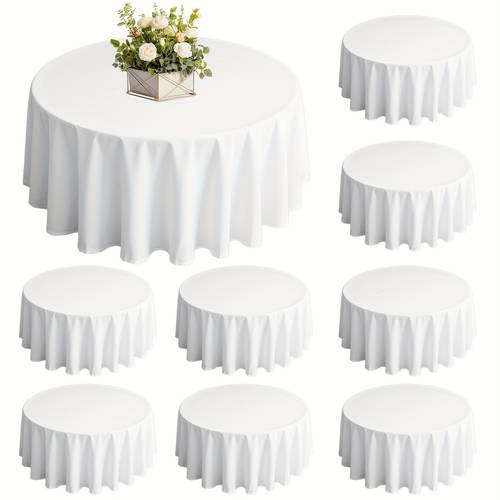 16pcs disposable plastic tablecloths 84 inch white plastic round tablecloths for party events and weddings indoor and outdoor for party table tablecloths